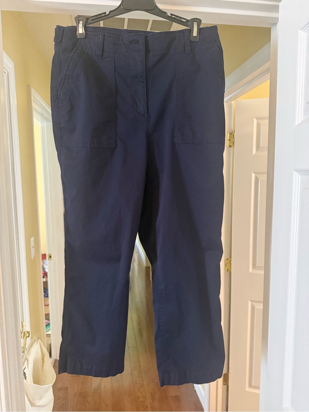 Talbots Navy High-Waist Patch Pocket Crop Pants